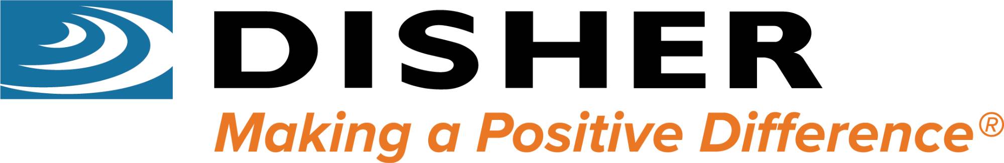 DISHER logo with tagline